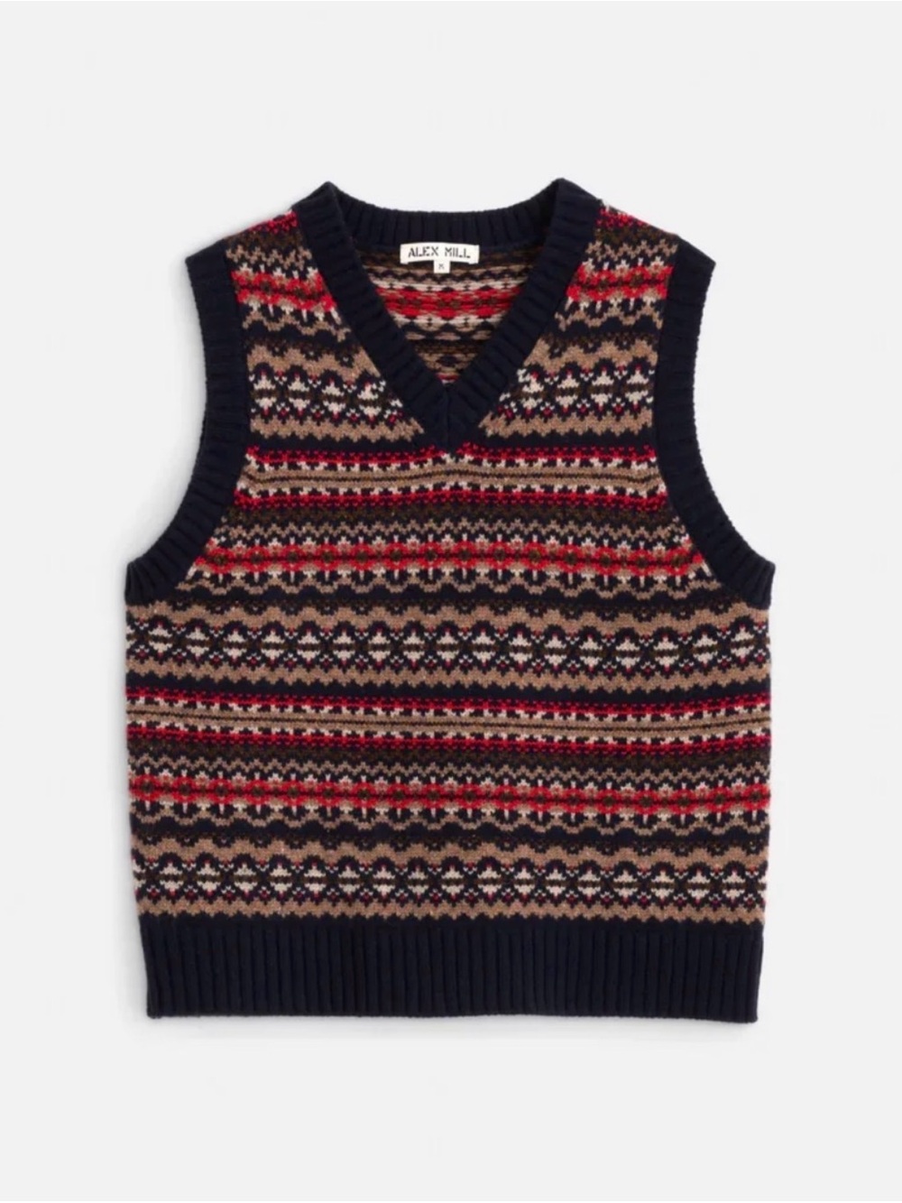 NWOT$158 Alex Mill ALMA  Fair Isle 💯 Merino Wool Sweater Vest, S, Small